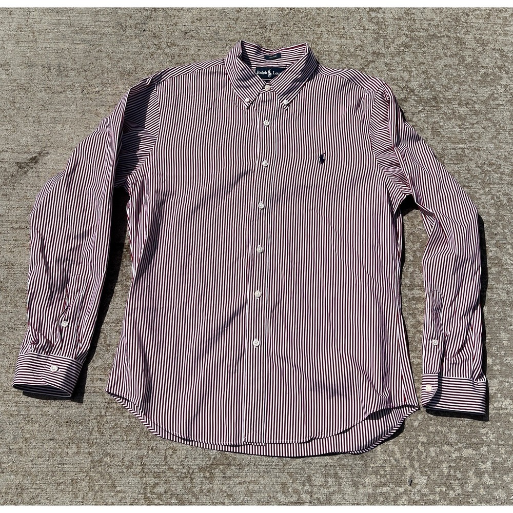 Ralph Lauren Shirt Oxford Button‎ Down L Striped Classic Preppy Ivy Style Office